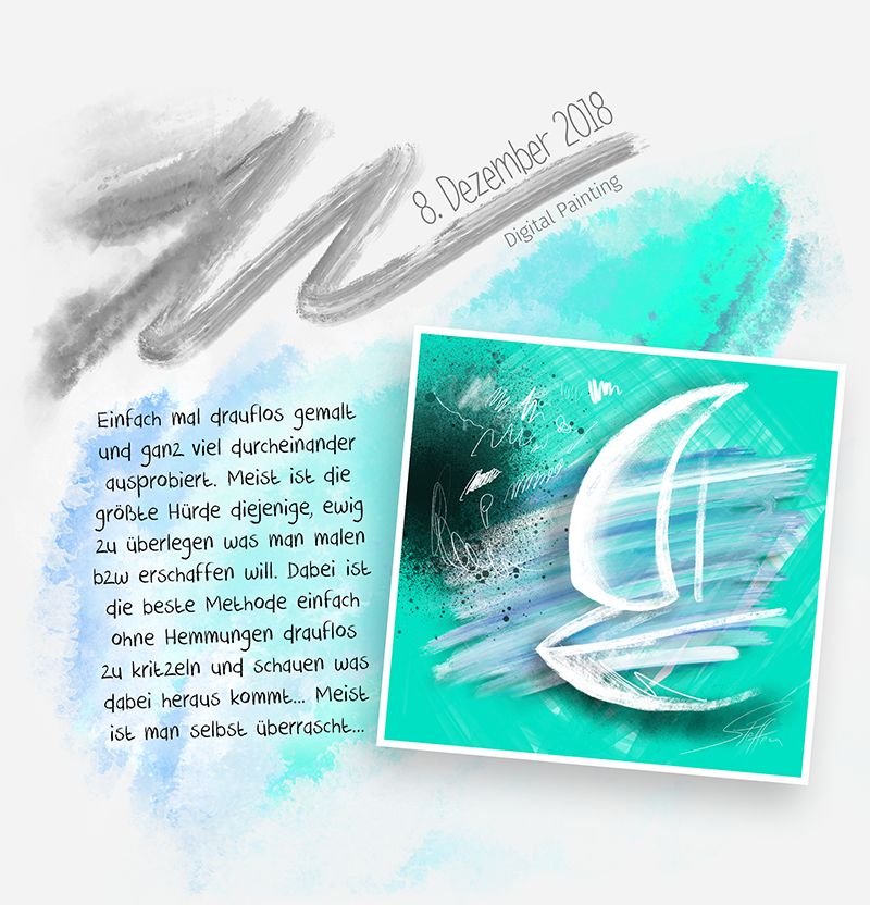Einfach mal drauflos gemalt und ganz viel durcheinander ausprobiert. Meist ist die größte Hürde diejendige ewig zu überlegen was man malen bzw erschaffen will. Dabei ist die beste Methode einfach ohne Hemmungen drauflos zu kritzeln und schauen was dabei heraus kommt... Meist ist man selbst überrascht... - Digital Painting