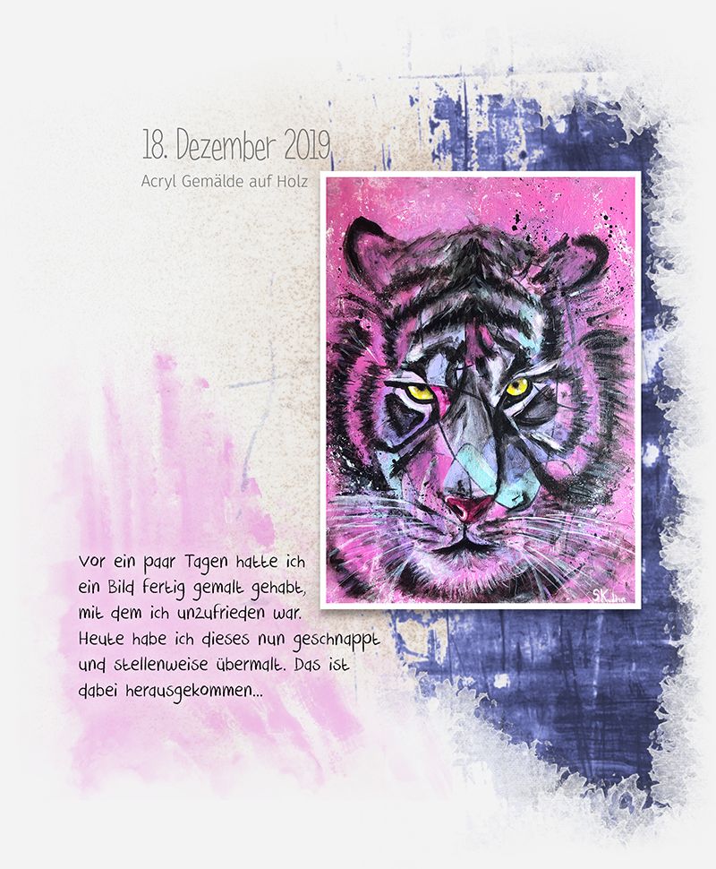 Vor ein paar Tagen hatte ich ein Bild fertig gemalt gehabt, mit dem ich unzufrieden war. Heute habe ich dieses nun geschnappt und stellenweise übermalt. Das ist dabei herausgekommen...